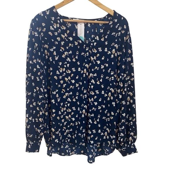 Stitch fix new with tags Lush two XL, long sleeve blouse, blue taupe - Picture 3 of 7